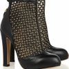 Valentino Studded Leather and Mesh Ankle Boots in Black - Lyst