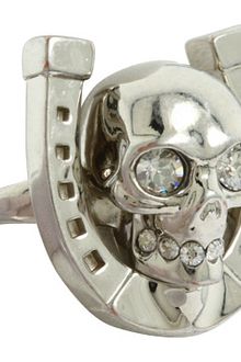 Alexander McQueen Horseshoe Skull Ring Ottone - Lyst