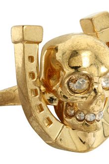 Alexander McQueen Horseshoe Skull Ring Ottone - Lyst