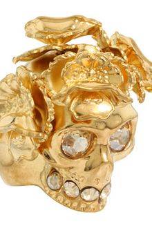 Alexander McQueen Skull Cocktail Ring Ottone - Lyst