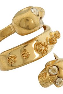 Alexander McQueen Twin Ring Flower Ottone - Lyst