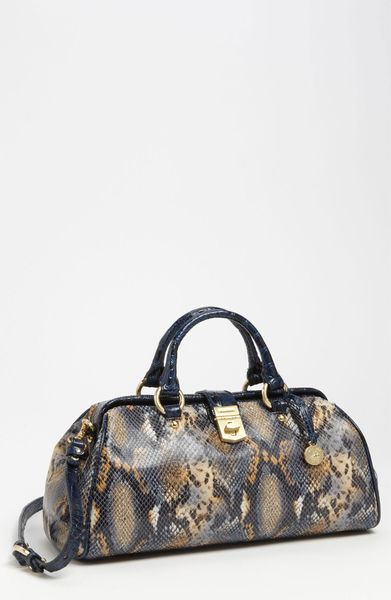 Brahmin Everett Anaconda Embossed Handbag in Beige (blue anaconda