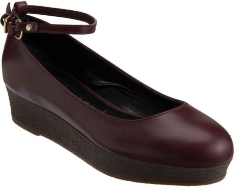 Jil Sander Ankle Strap Platform Wedge in Red (wine) - Lyst