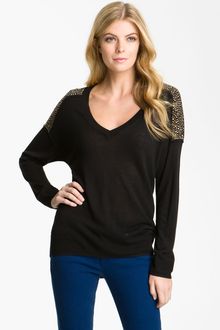 Michael by Michael Kors Studded Vneck Sweater - Lyst