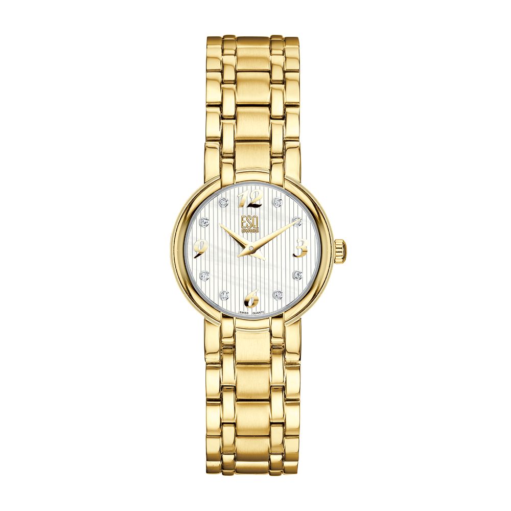 Movado Womens Cassidy Diamond Dial 13 Ct Tw Gold Plated Watch in Gold