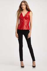 Robert Rodriguez Leather Peplum Top