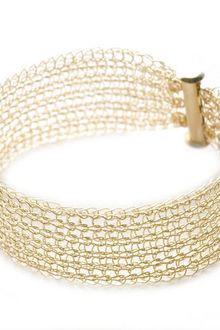 Yoola Narrow Crocheted Gold Cuff Bracelet - Lyst