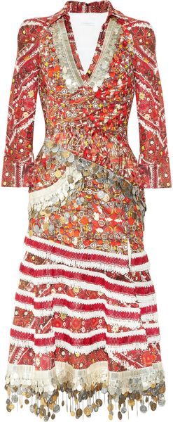 Altuzarra Kama Embellished Printed Cotton Dress - Lyst