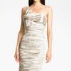 Calvin Klein Ruched Satin Sheath Dress in Beige (putty) - Lyst