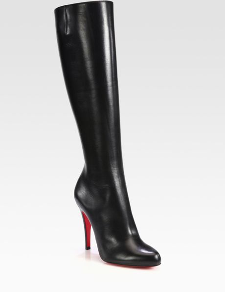 Christian Louboutin Bourge 100 Leather Knee High Boots in Black - Lyst