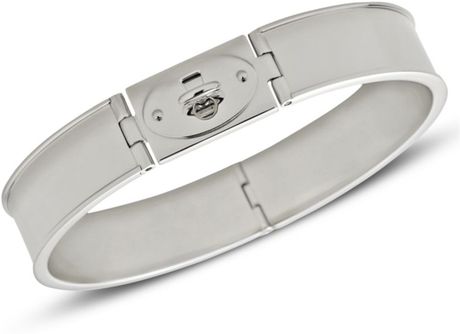 fossil bracelet steel bangle turnlock stainless silver