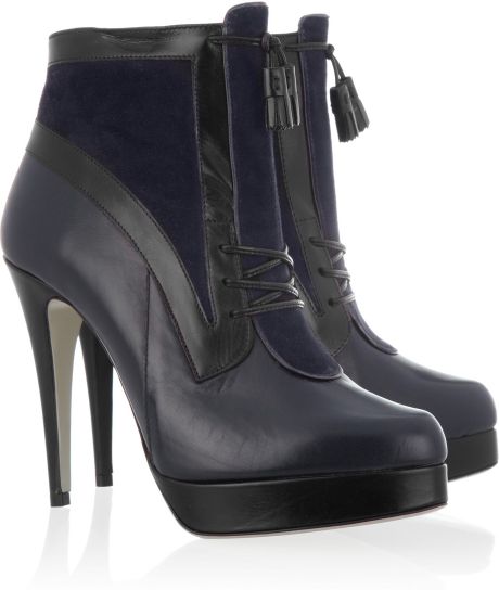 Jason Wu Two Tone Leather and Suede Ankle Boots in Blue (navy) - Lyst