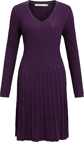 John Lewis John Lewis Cable Knit Dress Plum in Purple (plum)