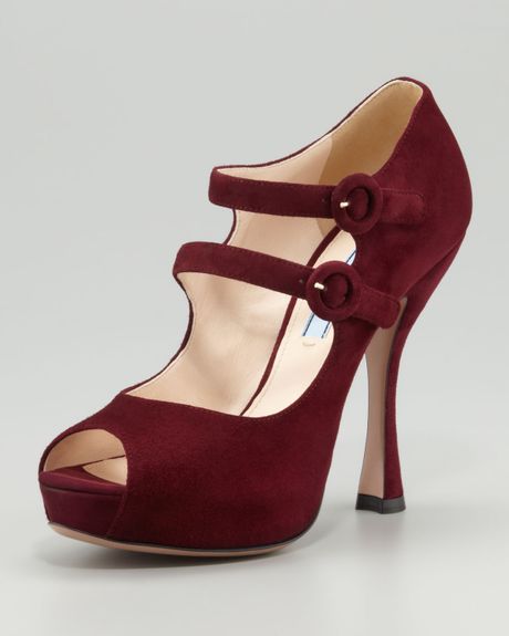 Prada Mary Jane Platform Pump in Purple (granato) | Lyst