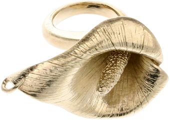 Yves Saint Laurent  Gold-Pleated Tin Flower Ring - Lyst