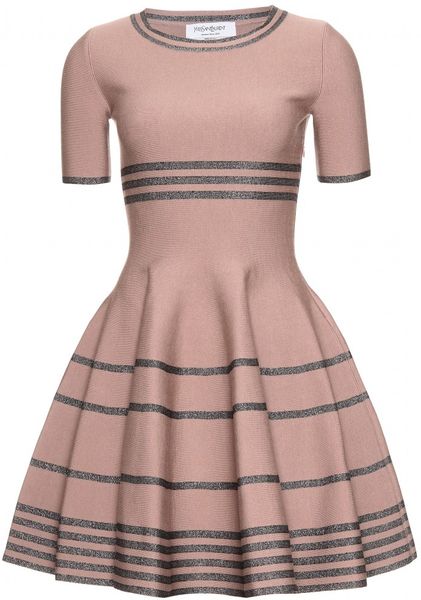 Yves Saint Laurent Striped Lamé Dress in Pink (rose) - Lyst