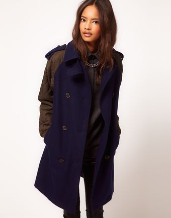 ASOS Collection  Quilted Contrast Sleeve Coat - Lyst