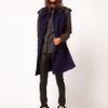 Asos Collection  Quilted Contrast Sleeve Coat in Green (navy) - Lyst