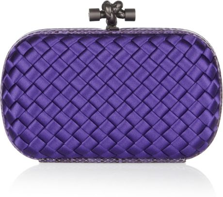 Bottega Veneta Intrecciato Satin Knot Clutch in Purple (violet) - Lyst