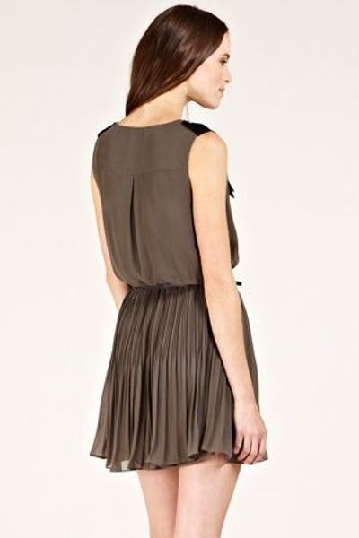 Oasis Pleated Military Shirt Dress in Gray (khaki) | Lyst