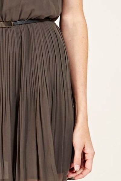 Oasis Pleated Military Shirt Dress in Gray (khaki) | Lyst