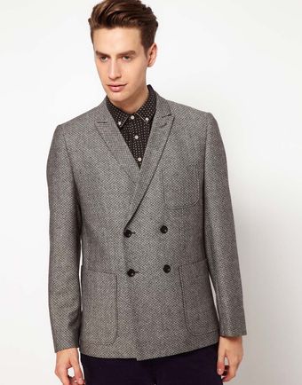 Plectrum By Ben Sherman Herringbone Double Breasted Blazer - Lyst