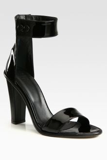 Tibi Barbara Patent Leather Heel Ankle Strap Sandals - Lyst