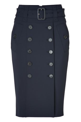 Burberry True Navy Belted Midiskirt - Lyst