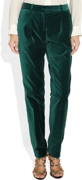 velvet pants green
