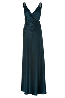 Collette Dinnigan Teal Silk Satin Gown with Crystal Embellishment - Lyst
