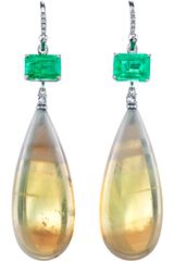 Irene Neuwirth Emerald Opal and Pavé Diamond Drop Earrings
