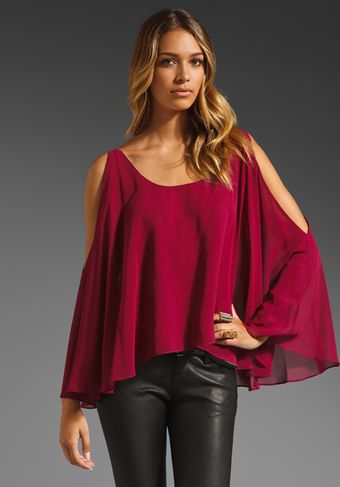 Jay Godfrey Belfour Silk Chiffon Open Shoulder Blouse - Lyst