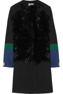 Preen Zora Shearling and Cotton Blend Twill Coat - Lyst