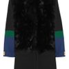 Preen Zora Shearling and Cotton Blend Twill Coat in Black - Lyst