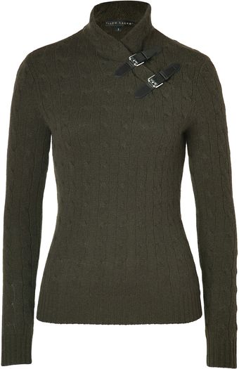 Ralph Lauren Loden Cashmere Cable Knit Mock Neck Pullover - Lyst