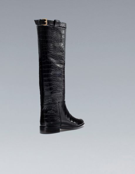 flat crocodile boots