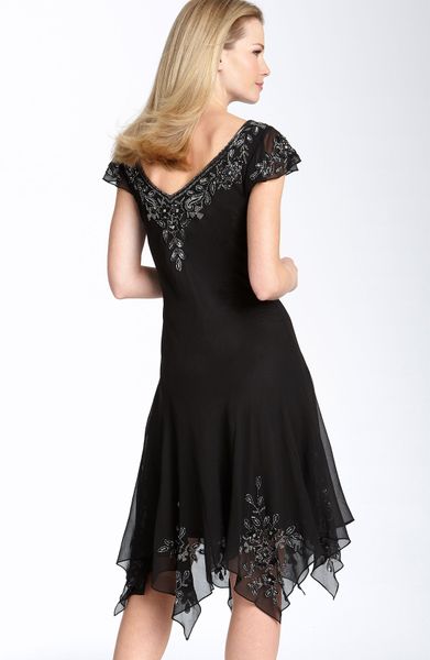 flutter sleeve chiffon gown