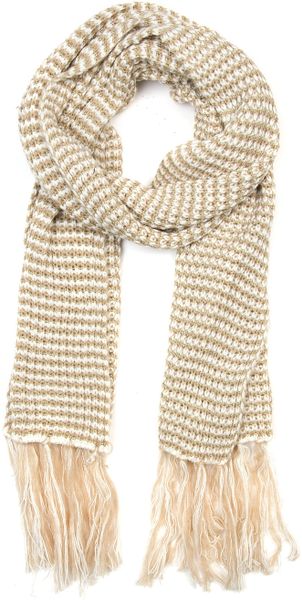 Mango Lurex Stripes Scarf in Beige (ow) - Lyst
