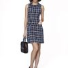 Oscar De La Renta Tweed Sleeveless Roll Neck Dress in Blue - Lyst