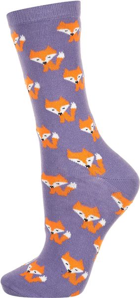 Topshop Purple Foxy Fox Ankle Socks - Lyst