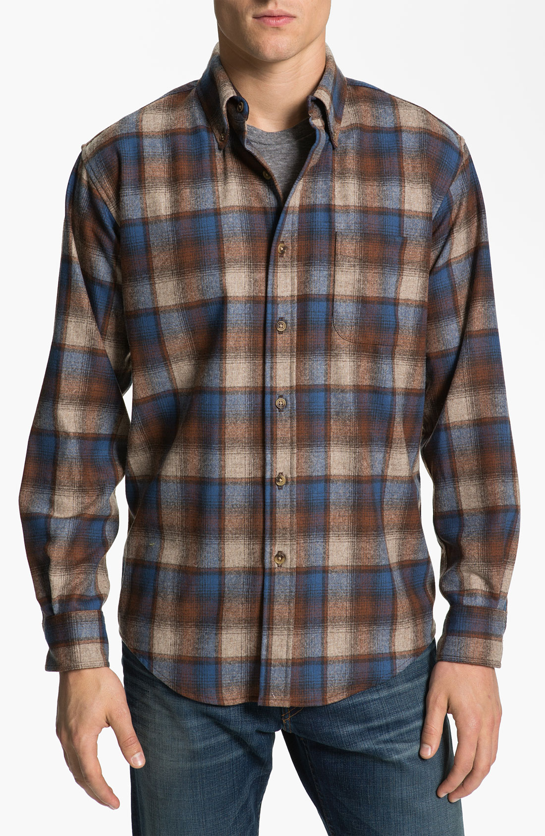 Pendleton Fireside Fitted Plaid Wool Flannel Shirt in Brown for Men | Lyst