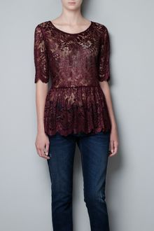 Zara Peplum Lace Top - Lyst