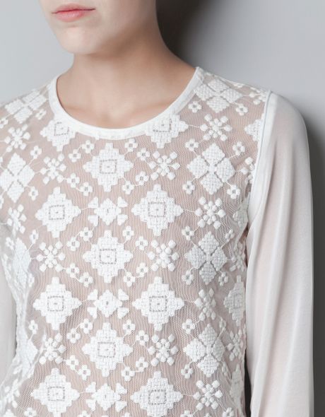 zara white embroidered top