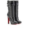Christian Louboutin Loubi Bike 140 Snakeskindetailed Leather Boots in Red - Lyst