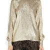 Stella Mccartney Wise Metallic Silkblend Top in Gold - Lyst