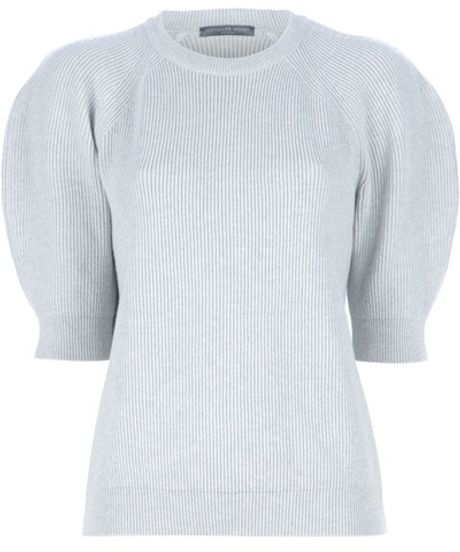 Alexander Mcqueen Ribbed Sweater in Gray (grey) - Lyst