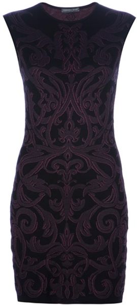 Alexander Mcqueen Fitted Paisley Print Dress in Purple - Lyst