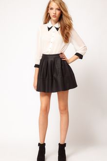ASOS Collection Skater Skirt in Leather Look - Lyst