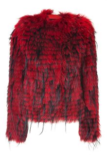 Balmain Rougeblack Fur Jacket - Lyst