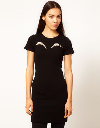 Danielle Scutt Dress in Wool Crepe Jersey with Lurex Peep Bust Detail - Lyst